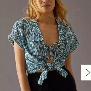 Anthropologie Pilcro Printed Voile Surf Shirt Size Small